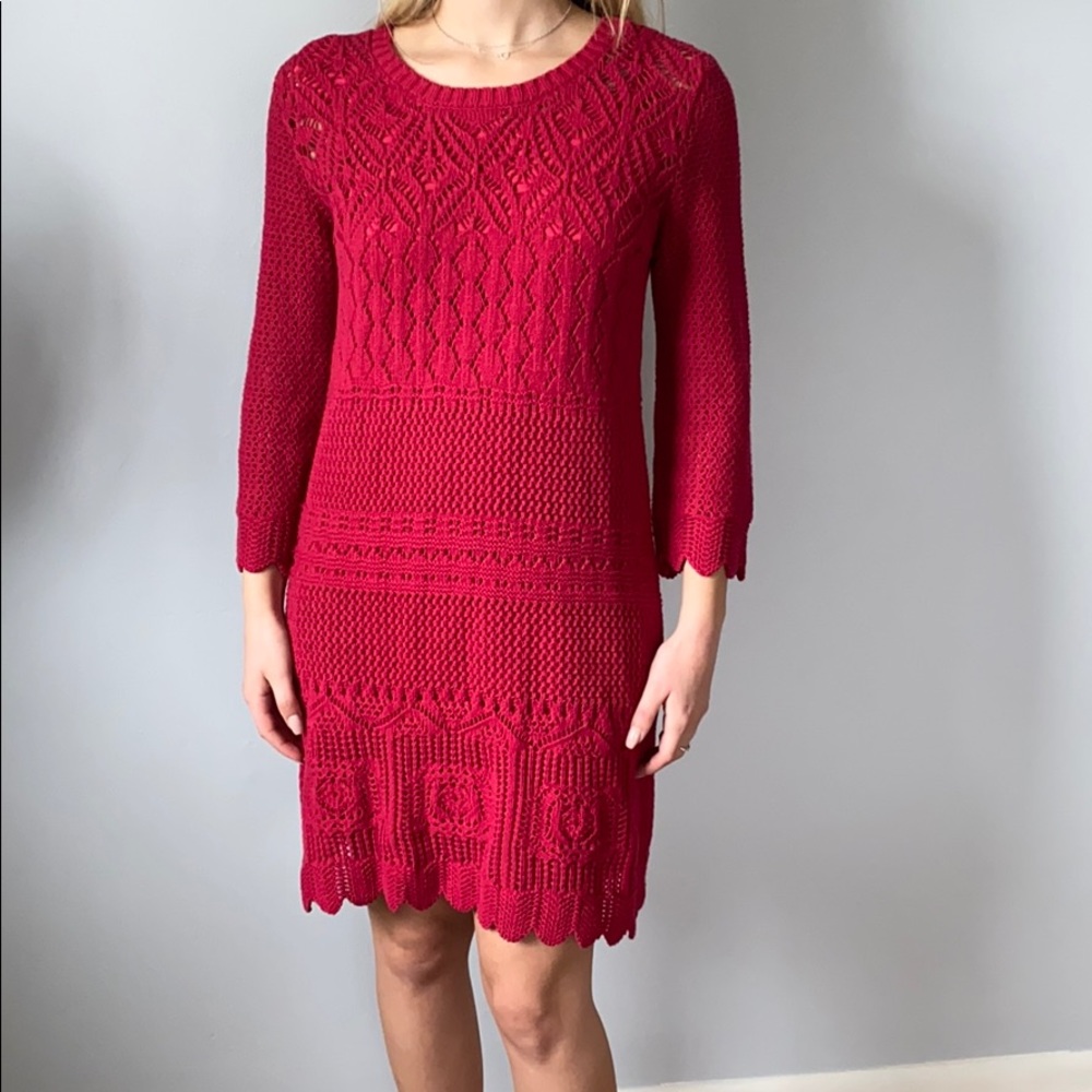 Ruby red sweater dress